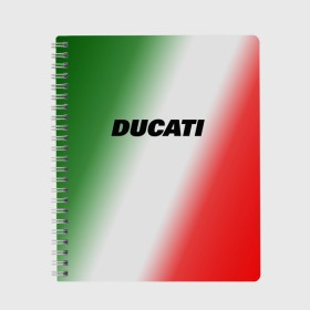 Тетрадь с принтом DUCATI в Петрозаводске, 100% бумага | 48 листов, плотность листов — 60 г/м2, плотность картонной обложки — 250 г/м2. Листы скреплены сбоку удобной пружинной спиралью. Уголки страниц и обложки скругленные. Цвет линий — светло-серый
 | ducati | moto | дукати | мото | мотоспорт