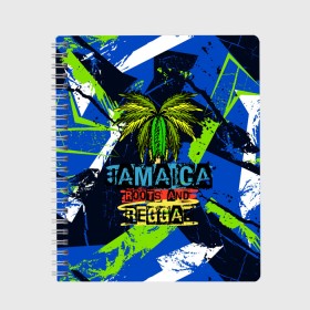 Тетрадь с принтом Jamaica Roots and reggae в Петрозаводске, 100% бумага | 48 листов, плотность листов — 60 г/м2, плотность картонной обложки — 250 г/м2. Листы скреплены сбоку удобной пружинной спиралью. Уголки страниц и обложки скругленные. Цвет линий — светло-серый
 | jamaica | reggae | roots | летняя | лето | надпись | пальма | раста | регги | рэгги | текст | фраза | ямайка