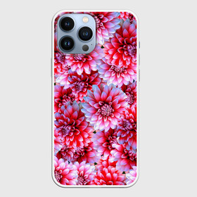 Чехол для iPhone 13 Pro Max с принтом Георгины в Петрозаводске,  |  | flowers | pink | summer | букет | бутоны | весна | георгины | лепестки | летний | лето | листья | любимая | любовь | март | нежные | паттерн | пионы | подарок | природа | растения | розовыецветы | розы | сад