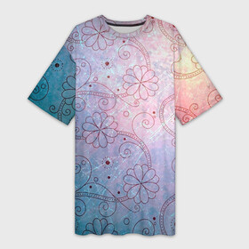 Платье-футболка 3D с принтом Нежные цвета в Петрозаводске,  |  | арт | вектор | нежные цвета | переход цветов | плавный переход | рисунок | розовый | фиолетовый