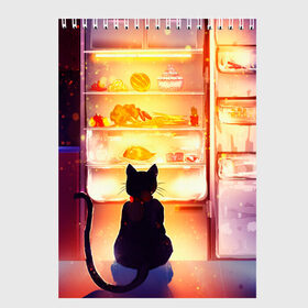 Скетчбук с принтом Черный кот холодильник ночь в Петрозаводске, 100% бумага
 | 48 листов, плотность листов — 100 г/м2, плотность картонной обложки — 250 г/м2. Листы скреплены сверху удобной пружинной спиралью | арт | вкусняшки | ночной дожор | ночь | преступление | рисунок | холодильник | черный кот