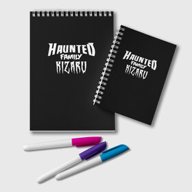 Блокнот с принтом KIZARU HAUNTED FAMILY в Петрозаводске, 100% бумага | 48 листов, плотность листов — 60 г/м2, плотность картонной обложки — 250 г/м2. Листы скреплены удобной пружинной спиралью. Цвет линий — светло-серый
 | family | haunted | kizaru | кизару | фэмили | хаунтед