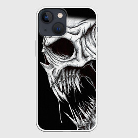 Чехол для iPhone 13 mini с принтом Череп | Skull (Z) в Петрозаводске,  |  | Тематика изображения на принте: shaman | skull | вождь | гот | дух | кладбище | крылья | мертвец | мертвый | панк | перья | рок | скелет | череп | шаман | эмо