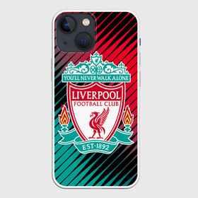 Чехол для iPhone 13 mini с принтом LIVERPOOL. в Петрозаводске,  |  | fc | football | football club | liverpool fc | sport | британский футбольный клуб | ливерпуль фк | мерсисайд | спорт | уефа | униформа | фирменные цвета | фк | футбол | футбольный клуб