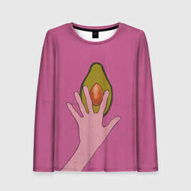 Женский лонгслив 3D с принтом avocado в Петрозаводске, 100% полиэстер | длинные рукава, круглый вырез горловины, полуприлегающий силуэт | Тематика изображения на принте: vegan | веган | веганство | вегетарианец | вегетарианство | еда | зеленый | земля | зож | листья | мир | охрана | позиция | природа