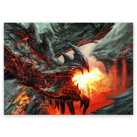 Поздравительная открытка с принтом Дракон (Z) в Петрозаводске, 100% бумага | плотность бумаги 280 г/м2, матовая, на обратной стороне линовка и место для марки
 | Тематика изображения на принте: dragon | fire | monster | драго | дракон | монстр | огнедыщащий | огонь | прикольная картинка | чудовище | ящерица