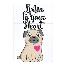 Магнитный плакат 2Х3 с принтом Слушай своё сердце в Петрозаводске, Полимерный материал с магнитным слоем | 6 деталей размером 9*9 см | dog | ears | eyes | heart | muzzle | paws | глаза | лапы | мопс | нос | сердце | собака | уши