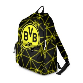 Рюкзак 3D с принтом BORUSSIA. в Петрозаводске, 100% полиэстер | лямки с регулируемой длиной, сверху петелька, чтобы рюкзак можно было повесить на вешалку. Основное отделение закрывается на молнию, как и внешний карман. Внутри два дополнительных кармана, один из которых закрывается на молнию. По бокам два дополнительных кармашка | borussia | fc | football | football club | sport | боруссия | боруссия дортмунд | дортмунда | немецкий футбольный клуб | спорт | уефа | униформа | фирменные цвета | фк | футбол | футбольный клуб