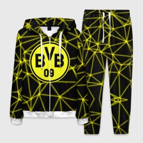 Мужской костюм 3D с принтом BORUSSIA. в Петрозаводске, 100% полиэстер | Манжеты и пояс оформлены тканевой резинкой, двухслойный капюшон со шнурком для регулировки, карманы спереди | borussia | fc | football | football club | sport | боруссия | боруссия дортмунд | дортмунда | немецкий футбольный клуб | спорт | уефа | униформа | фирменные цвета | фк | футбол | футбольный клуб