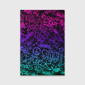 Обложка для паспорта матовая кожа с принтом Граффити Neon в Петрозаводске, натуральная матовая кожа | размер 19,3 х 13,7 см; прозрачные пластиковые крепления | blue | cyberpunk | drawing | graffiti | lettering | neon | paint | purple | text | брызги | граффити | киберпанк | краска | надписи | неон | рисунок | синий | текст | фиолетовый