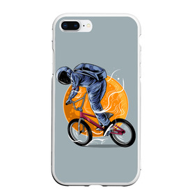 Чехол для iPhone 7Plus/8 Plus матовый с принтом Космический велосипедист (Z) в Петрозаводске, Силикон | Область печати: задняя сторона чехла, без боковых панелей | bicycle | bicyclist | bike | biker | bmx | cycle | galaxy | moon | rider | space | stars | байкер | бмх | вело | велогонщик | велосепедист | велосипед | велоспорт | гонщик | космос | луна
