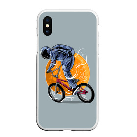 Чехол для iPhone XS Max матовый с принтом Космический велосипедист (Z) в Петрозаводске, Силикон | Область печати: задняя сторона чехла, без боковых панелей | bicycle | bicyclist | bike | biker | bmx | cycle | galaxy | moon | rider | space | stars | байкер | бмх | вело | велогонщик | велосепедист | велосипед | велоспорт | гонщик | космос | луна