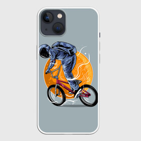 Чехол для iPhone 13 с принтом Космический велосипедист (Z) в Петрозаводске,  |  | Тематика изображения на принте: bicycle | bicyclist | bike | biker | bmx | cycle | galaxy | moon | rider | space | stars | байкер | бмх | вело | велогонщик | велосепедист | велосипед | велоспорт | гонщик | космос | луна