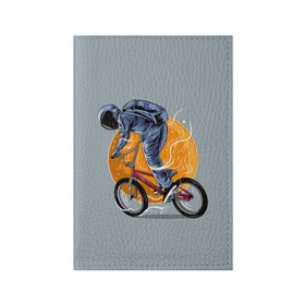 Обложка для паспорта матовая кожа с принтом Космический велосипедист (Z) в Петрозаводске, натуральная матовая кожа | размер 19,3 х 13,7 см; прозрачные пластиковые крепления | bicycle | bicyclist | bike | biker | bmx | cycle | galaxy | moon | rider | space | stars | байкер | бмх | вело | велогонщик | велосепедист | велосипед | велоспорт | гонщик | космос | луна