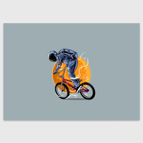 Поздравительная открытка с принтом Космический велосипедист (Z) в Петрозаводске, 100% бумага | плотность бумаги 280 г/м2, матовая, на обратной стороне линовка и место для марки
 | Тематика изображения на принте: bicycle | bicyclist | bike | biker | bmx | cycle | galaxy | moon | rider | space | stars | байкер | бмх | вело | велогонщик | велосепедист | велосипед | велоспорт | гонщик | космос | луна