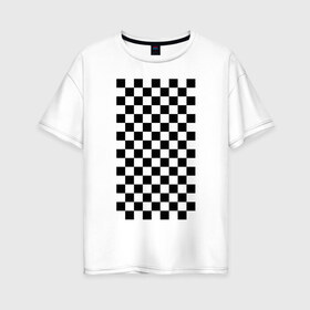 Женская футболка хлопок Oversize с принтом Шахматный пол в Петрозаводске, 100% хлопок | свободный крой, круглый ворот, спущенный рукав, длина до линии бедер
 | дельта | заговор | иллюминаты | масонство | масоны | наблюдение | наугольник | текстура | циркуль | шахматка