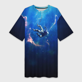 Платье-футболка 3D с принтом ПАДЕНИЕ В БЕЗДНУ(S) в Петрозаводске,  |  | cosmonavt | galaxy | nasa | nebula | space | star | абстракция | астронавт | вселенная | галактика | звезда | звезды | космический | космонавт | наса | планеты | скафандр