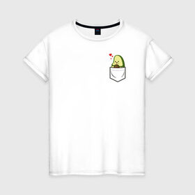 Женская футболка хлопок с принтом Авокадо в кармане в Петрозаводске, 100% хлопок | прямой крой, круглый вырез горловины, длина до линии бедер, слегка спущенное плечо | avocado | авокадо | веганство | вегетарианство | еда | зеленый | земля | зож | листья | овощи | позиция | природа | фрукты