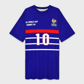 Платье-футболка 3D с принтом Форма Франции (Zidane) в Петрозаводске,  |  | zidane | зидан | зизу | зинедин зидан | легенда франции | номер 10 | реал мадрид | ретро форма | сборная франции | тренер реала | фильм такси | футболка из фильма такси | чемпионат мира 1998 | чемпионы мира