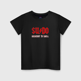 Детская футболка хлопок с принтом SUDO. Highway to shell в Петрозаводске, 100% хлопок | круглый вырез горловины, полуприлегающий силуэт, длина до линии бедер | ac dc | coding | it | programming | shell | sudo | кодинг | прогер | программирование | программист