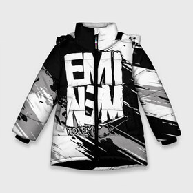 Зимняя куртка для девочек 3D с принтом Eminem в Петрозаводске, ткань верха — 100% полиэстер; подклад — 100% полиэстер, утеплитель — 100% полиэстер. | длина ниже бедра, удлиненная спинка, воротник стойка и отстегивающийся капюшон. Есть боковые карманы с листочкой на кнопках, утяжки по низу изделия и внутренний карман на молнии. 

Предусмотрены светоотражающий принт на спинке, радужный светоотражающий элемент на пуллере молнии и на резинке для утяжки. | aftermath | hip | hop | kamikaze | music | music to be murdered by | rap | remastered | vevo | маршалл брюс мэтерс | слим шейди | эминем