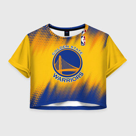 Женская футболка Crop-top 3D с принтом Golden State Warriors в Петрозаводске, 100% полиэстер | круглая горловина, длина футболки до линии талии, рукава с отворотами | basketball | game | golden state | golden state warriors | nba | sport | warriors | баскетбол | голден стейт | голден стейт уорриорз | игра | нба | спорт | уорриорз