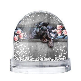 Снежный шар с принтом Пантера и цветы в Петрозаводске, Пластик | Изображение внутри шара печатается на глянцевой фотобумаге с двух сторон | 3д | 3д картина | 3дэ | голубые глаза | железо | животное | картина | кот | коты | кошка | метал | пантера | хищник | цветы | черная пантера