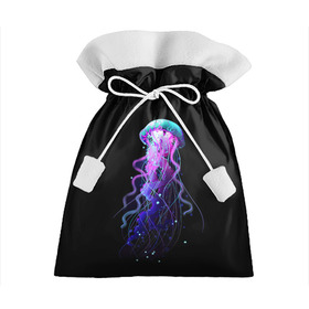 Подарочный 3D мешок с принтом Jellyfish в Петрозаводске, 100% полиэстер | Размер: 29*39 см | Тематика изображения на принте: art | black. neon | jellyfish | медуза