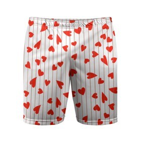 Мужские шорты спортивные с принтом Просто сердечки в Петрозаводске,  |  | heart | hearts | lines | red | в | забавные | красные | линии | любовь | полоску | полосы | прикольные | рисунки | сердечки | сердце