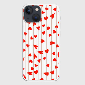 Чехол для iPhone 13 mini с принтом Просто сердечки в Петрозаводске,  |  | heart | hearts | lines | red | в | забавные | красные | линии | любовь | полоску | полосы | прикольные | рисунки | сердечки | сердце