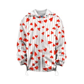 Детская куртка 3D с принтом Просто сердечки в Петрозаводске, 100% полиэстер | застежка — молния, подол и капюшон оформлены резинкой с фиксаторами, по бокам — два кармана без застежек, один потайной карман на груди, плотность верхнего слоя — 90 г/м2; плотность флисового подклада — 260 г/м2 | heart | hearts | lines | red | в | забавные | красные | линии | любовь | полоску | полосы | прикольные | рисунки | сердечки | сердце