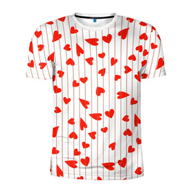 Мужская футболка 3D спортивная с принтом Просто сердечки в Петрозаводске, 100% полиэстер с улучшенными характеристиками | приталенный силуэт, круглая горловина, широкие плечи, сужается к линии бедра | Тематика изображения на принте: heart | hearts | lines | red | в | забавные | красные | линии | любовь | полоску | полосы | прикольные | рисунки | сердечки | сердце