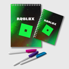 Блокнот с принтом ROBLOX РОБЛОКС в Петрозаводске, 100% бумага | 48 листов, плотность листов — 60 г/м2, плотность картонной обложки — 250 г/м2. Листы скреплены удобной пружинной спиралью. Цвет линий — светло-серый
 | Тематика изображения на принте: blocks | blox | game | games | logo | minecraft | mobile | online | roblocks | roblox | robux | studio | блоки | игра | игры | квадрат | квадратик | кщидщч | лого | логотип | майнкрафт | онлайн | роблокс | робукс | символ | символы | студия