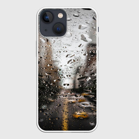 Чехол для iPhone 13 mini с принтом Дождь капли на стекле город в Петрозаводске,  |  | абстракция | блики | боке | вода | город | градиент | дождь | дорога | капли | капли на стекле | круги | лето | пасмурно | природа | роса | свет | симметрия | темный | фото
