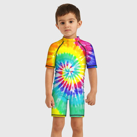 Детский купальный костюм 3D с принтом TIE DYE СТЕНА в Петрозаводске, Полиэстер 85%, Спандекс 15% | застежка на молнии на спине | Тематика изображения на принте: abstract | abstraction | color | geometry | paitnt | psy | абстракция | геометрия | краски | неоновые | психоделика