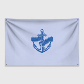 Флаг-баннер с принтом Якорь(ВМФ) в Петрозаводске, 100% полиэстер | размер 67 х 109 см, плотность ткани — 95 г/м2; по краям флага есть четыре люверса для крепления | вмф | военно морской флот | день вмф | корабли | море | праздник вмф
