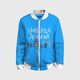 Детский бомбер 3D с принтом The umbrella academy в Петрозаводске, 100% полиэстер | застегивается на молнию, по бокам два кармана без застежек, мягкие манжеты, по низу бомбера и на воротнике — эластичная резинка | dark horse comics | netflix | the umbrella academy | umbrella | академия амбрелла | белая скрипка | бен харгривз | комикс | комильфо | космобой | кракен | реджинальд харгривз | сеанс | слух