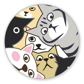 Коврик для мышки круглый с принтом Котики Шпионы в Петрозаводске, резина и полиэстер | круглая форма, изображение наносится на всю лицевую часть | anime | art | casual | cat | cats | cute | funny | kawaii | kitty | meme | memes | pussy | selfie | аниме | арт | животные | каваи | кавай | кот | коте | котик | котики | коты | кошка | кэжуал | мем | мемы | милота | приколы | прикольные | се