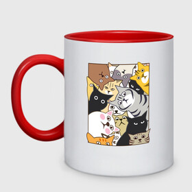 Кружка двухцветная с принтом Котики Шпионы в Петрозаводске, керамика | объем — 330 мл, диаметр — 80 мм. Цветная ручка и кайма сверху, в некоторых цветах — вся внутренняя часть | anime | art | casual | cat | cats | cute | funny | kawaii | kitty | meme | memes | pussy | selfie | аниме | арт | животные | каваи | кавай | кот | коте | котик | котики | коты | кошка | кэжуал | мем | мемы | милота | приколы | прикольные | се