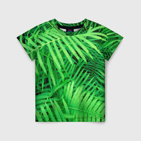 Детская футболка 3D с принтом SUMMER TEXTURE в Петрозаводске, 100% гипоаллергенный полиэфир | прямой крой, круглый вырез горловины, длина до линии бедер, чуть спущенное плечо, ткань немного тянется | summer | tropic | жара | летний | лето | отдых | пальмы | природа | текстура | тропикано | тропики