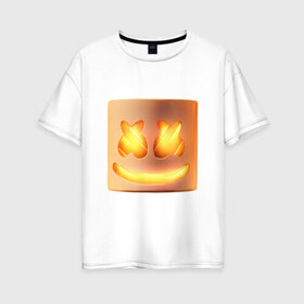 Женская футболка хлопок Oversize с принтом Marshmello в Петрозаводске, 100% хлопок | свободный крой, круглый ворот, спущенный рукав, длина до линии бедер
 | marshmello | маршмеллоу | маршмэлло