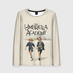 Женский лонгслив 3D с принтом The umbrella academy в Петрозаводске, 100% полиэстер | длинные рукава, круглый вырез горловины, полуприлегающий силуэт | dark horse comics | netflix | the umbrella academy | umbrella | академия амбрелла | белая скрипка | бен харгривз | комикс | комильфо | космобой | кракен | реджинальд харгривз | сеанс | слух