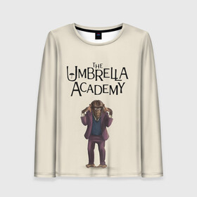 Женский лонгслив 3D с принтом The umbrella academy в Петрозаводске, 100% полиэстер | длинные рукава, круглый вырез горловины, полуприлегающий силуэт | dark horse comics | netflix | the umbrella academy | umbrella | академия амбрелла | белая скрипка | бен харгривз | комикс | комильфо | космобой | кракен | реджинальд харгривз | сеанс | слух