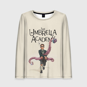 Женский лонгслив 3D с принтом The umbrella academy в Петрозаводске, 100% полиэстер | длинные рукава, круглый вырез горловины, полуприлегающий силуэт | dark horse comics | netflix | the umbrella academy | umbrella | академия амбрелла | белая скрипка | бен харгривз | комикс | комильфо | космобой | кракен | реджинальд харгривз | сеанс | слух