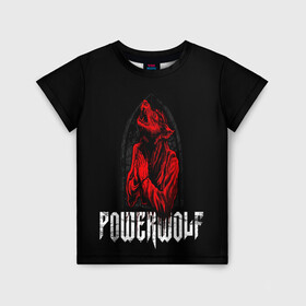 Детская футболка 3D с принтом POWERWOLF в Петрозаводске, 100% гипоаллергенный полиэфир | прямой крой, круглый вырез горловины, длина до линии бедер, чуть спущенное плечо, ткань немного тянется | hardcore | metal | music | powerwolf | punk | rock | волки | метал | музыка | панк | рок