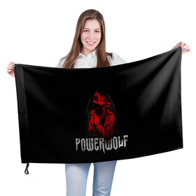Флаг 3D с принтом POWERWOLF в Петрозаводске, 100% полиэстер | плотность ткани — 95 г/м2, размер — 67 х 109 см. Принт наносится с одной стороны | hardcore | metal | music | powerwolf | punk | rock | волки | метал | музыка | панк | рок