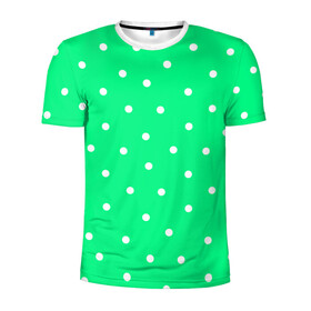 Мужская футболка 3D спортивная с принтом Горошек на зеленом в Петрозаводске, 100% полиэстер с улучшенными характеристиками | приталенный силуэт, круглая горловина, широкие плечи, сужается к линии бедра | baby | casual | girl | green | pattern | геометрия | горох | горошек | девушкам | детские | зелень | круги | круглый | кружочки | летние | лето | листья | многоточие | мятный | нежные | орнамент | пастельные | паттерн