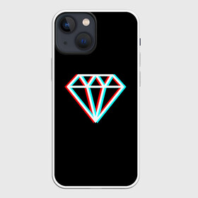 Чехол для iPhone 13 mini с принтом Glitch Diamond в Петрозаводске,  |  | Тематика изображения на принте: diamond | glitch | rgb | алмаз | глитч | глич