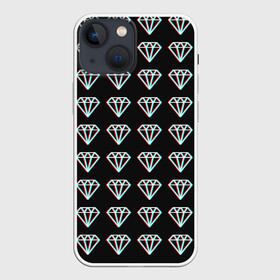 Чехол для iPhone 13 mini с принтом Diamonds Glitch в Петрозаводске,  |  | diamond | glitch | glitch diamond | rgb | алмаз | глитч | глич