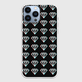 Чехол для iPhone 13 Pro Max с принтом Diamonds Glitch в Петрозаводске,  |  | Тематика изображения на принте: diamond | glitch | glitch diamond | rgb | алмаз | глитч | глич